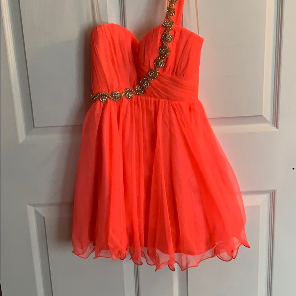 Prom dress orange sherbet color, sz 1